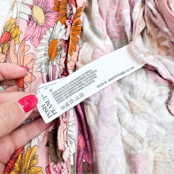 Posh Peanut | “Della” Floral Print Footie Ruffled Zippered One Piece - Picture 7 of 8